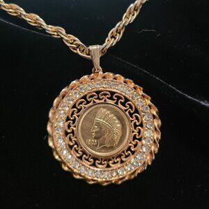 gold native american head necklace